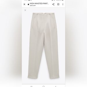 Zara High Waisted Pants in Oyster White (light cream)